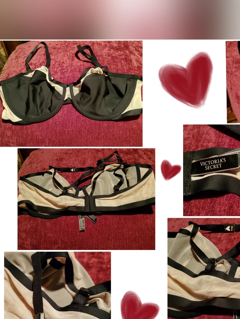 Victoria's Secret Black & Nude Bra, Panty & Thong Three Piece Set - Picture 14 of 15